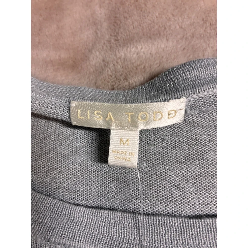 NWT Lisa Todd Explorer Knit Linen Sweater Grey Side Lace Up Yellow Ribbon M
